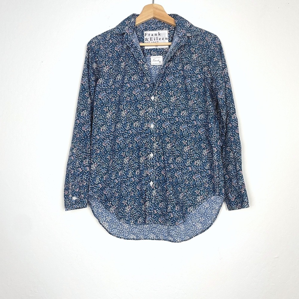 Frank & Eileen‎ Frank Floral Button Down Long Sleeve Shirt Multicolor Blue Sz XS